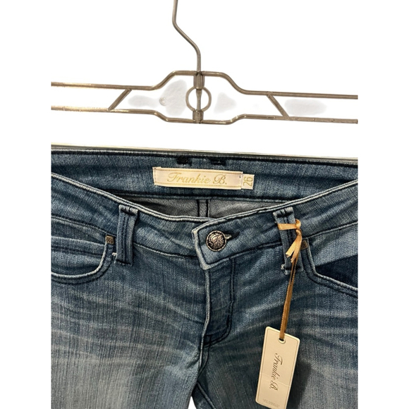 Franky B Flared Wide Leg Low Rise Denim Blue Jeans Size 26 Cotton Made In USA - Picture 2 of 5